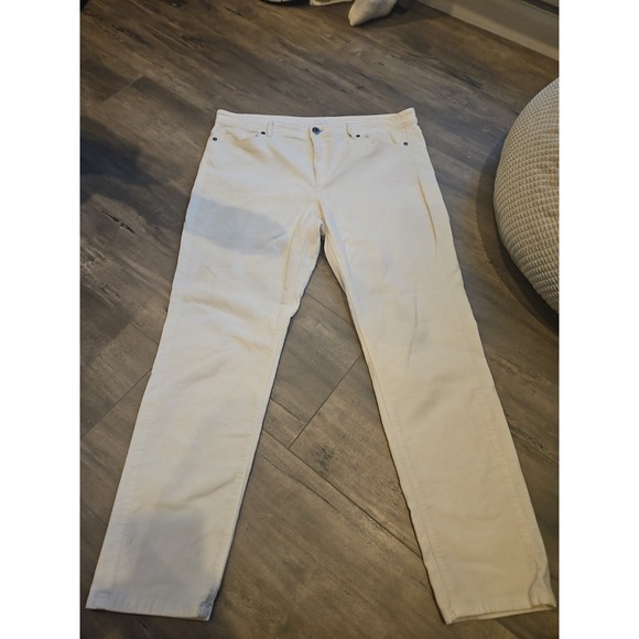 J Jill Pants Womens Size 14 Off White Cream Velvet Slim Leg Stretch Pants - Picture 1 of 7